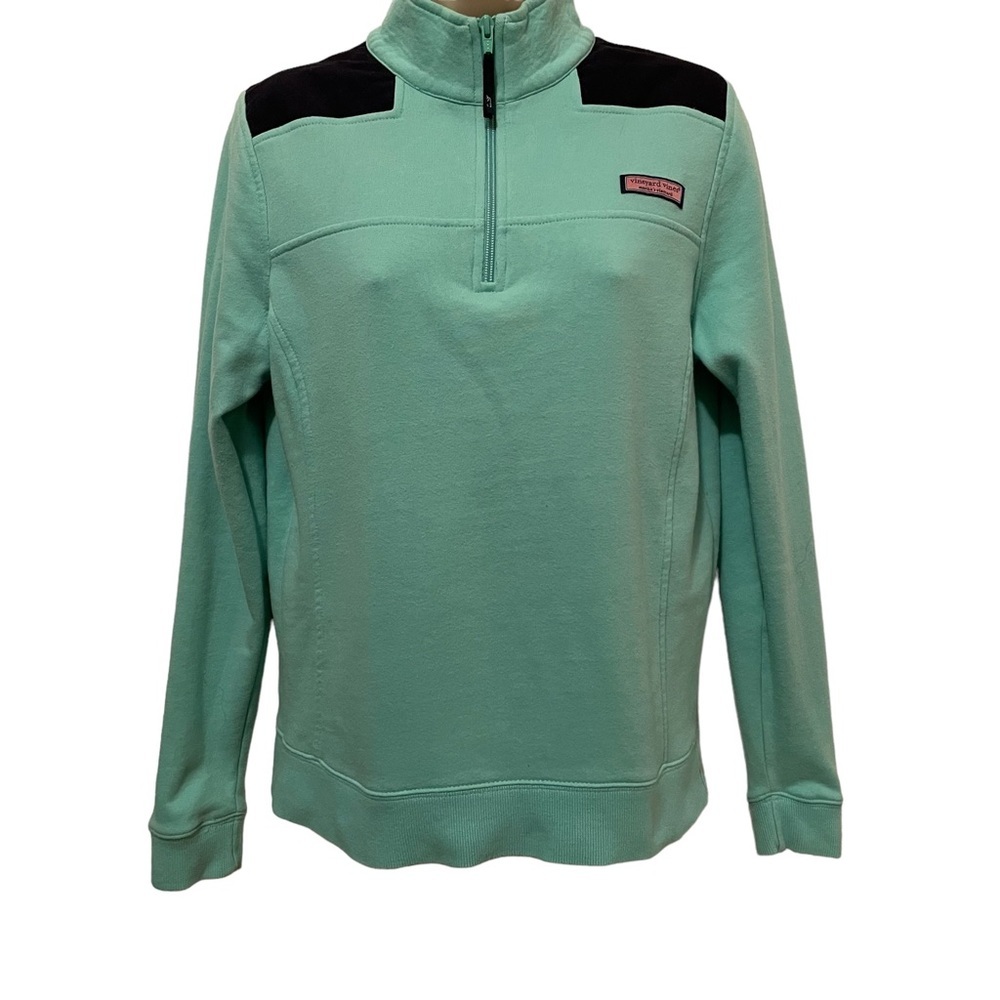 Vineyard Vines Women’s 1/4 Zip Pullover Shirt Teal and Navy Size Small